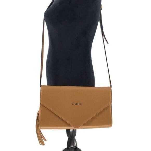 Valentino by Mario Valentino Shoulder Bag Removable Strap Clutch Tassel Pebbled - Picture 3 of 9